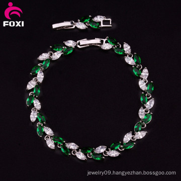 Green AAA CZ Stone Copper Gold Plated Fashion Charm Bracelets